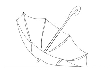 umbrella drawing in one continuous line, isolated, vector