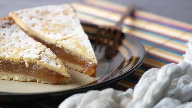  half eaten a slice of apple pie cake 
