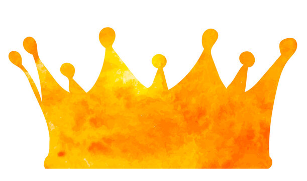 crown watercolor silhouette, on white background, isolated, vector