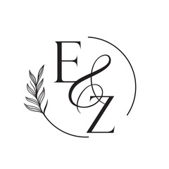 ze, ez, Elegant Wedding Monogram, Wedding Logo Design, Save The Date Logo