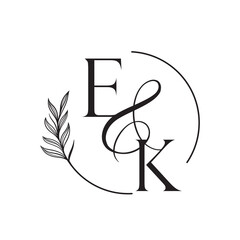 ke, ek, Elegant Wedding Monogram, Wedding Logo Design, Save The Date Logo