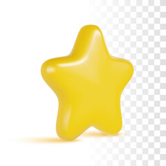 3d Yellow Shiny Star Icon. For Web, Social Media Or UI. Realistic Vector Render On Transparent Background