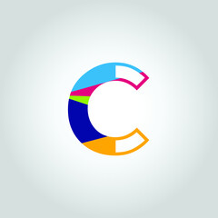 Abstract Multicolored C letter Logo design vector icon