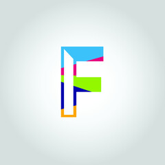 Abstract Multicolored F letter Logo design vector icon