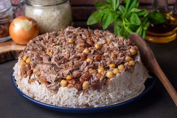 Traditional delicious Turkish cuisine; local pilaf (Turkish name; Sivas Divrigi pilavi, Sivas pilavi, Divrigi pilavi)