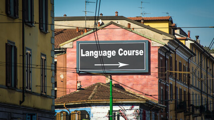 Fototapeta premium Street Sign to LANGUAGE COURSE