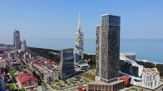 Beautiful buildings on the Black Sea coast in Batumi, Georgia.