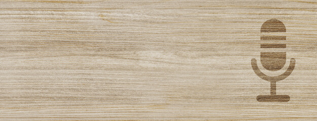 microphone icon isolated on special wood banner background