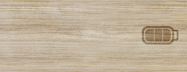battery icon isolated on special wood banner background