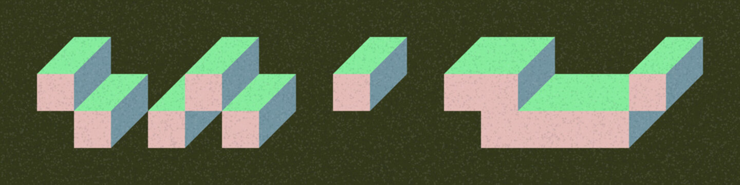 Implementation of Edward Zajec&rsquo;s &ldquo;Il Cubo&rdquo; from 1971. Essentially a Truchet tile set of 8 tiles and rules for placement art illustration