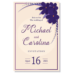 Isolated flowers names wedding invitation vector illustration
