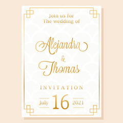 Isolated lines names wedding invitation vector illustration