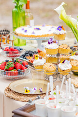 the beautiful sweet tables with delicious. cake,limon tart 