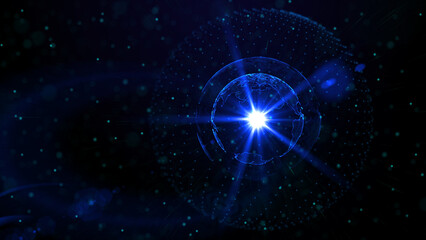 Digital blue planet of Earth, 3D animation