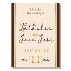 Isolated names cursive wedding invitation vector illustration
