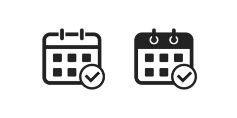 Black and linear simple calendar icon. Symbol done. Calendar vector icon.