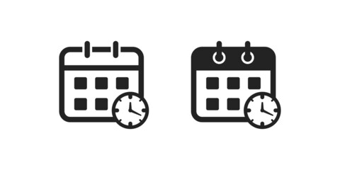 Fototapeta premium Black and linear simple calendar icon. Month time symbol. Calendar vector icon.