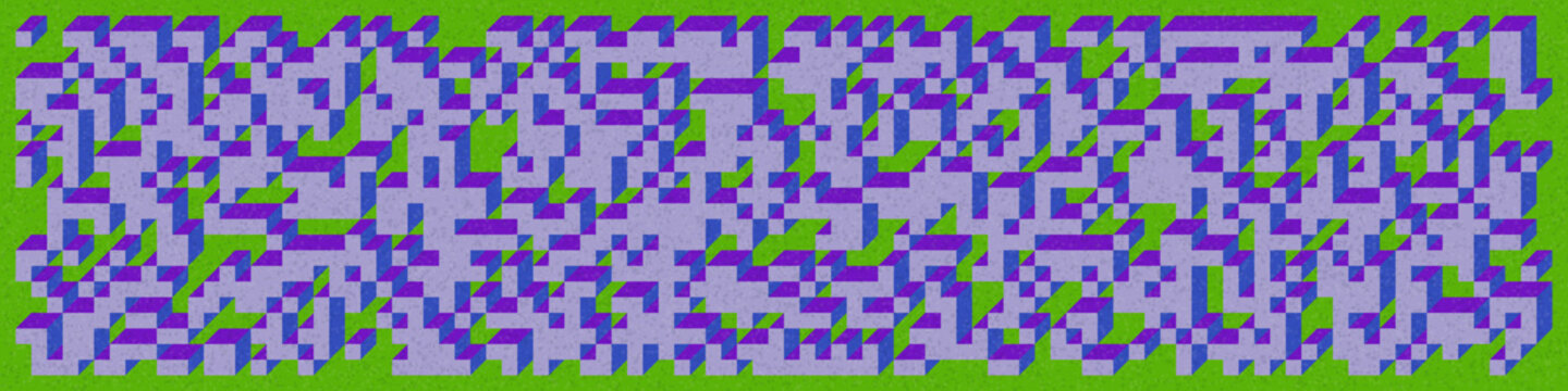 Implementation of Edward Zajec&rsquo;s &ldquo;Il Cubo&rdquo; from 1971. Essentially a Truchet tile set of 8 tiles and rules for placement art illustration
