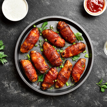 Bacon Wrapped Grilled Chicken Wings