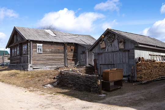 Bolshaya Selga, Olonetsky district, Republic of Karelia, - April 28, 2022, an ancient Karelian village known since 1707. Wooden houses.
