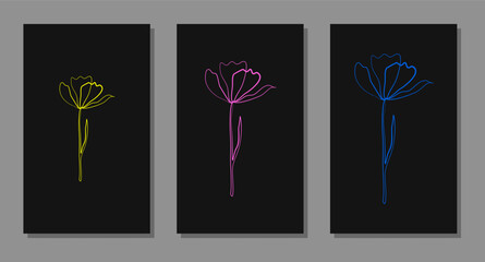 Vector botanical wall arts, with flower. Minimalistic and natural. Flower and line arts design.