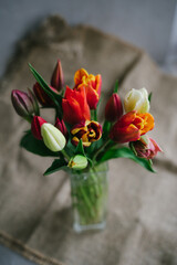 Bouquet of beautiful tulips. Spring bouquet.