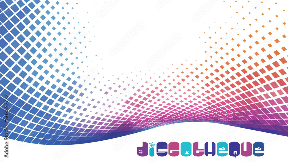 Aufkleber discotheque background. disco pattern with curved halftone mosaic