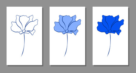 Vector botanical wall arts, with flower. Minimalistic and natural. Flower and line arts design.