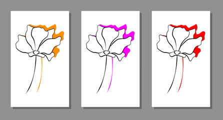 Vector botanical wall arts, with flower. Minimalistic and natural. Flower and line arts design.