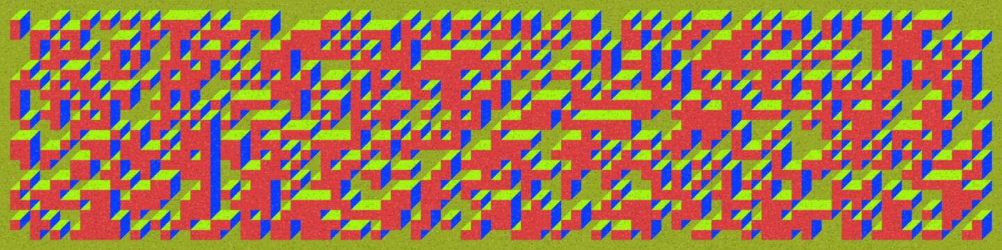 Implementation of Edward Zajec&rsquo;s &ldquo;Il Cubo&rdquo; from 1971. Essentially a Truchet tile set of 8 tiles and rules for placement art illustration