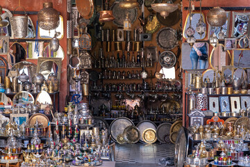 souvenirs in moroccan shop 