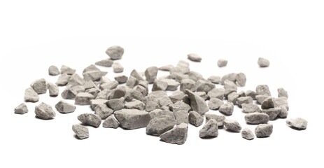 Decorative rocks pile isolated on white 