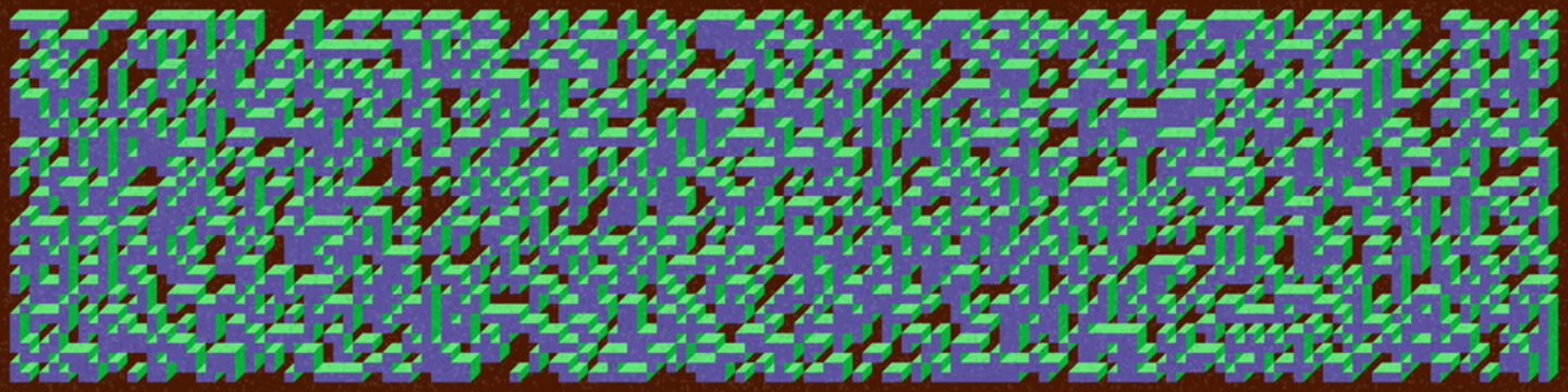 Implementation of Edward Zajec&rsquo;s &ldquo;Il Cubo&rdquo; from 1971. Essentially a Truchet tile set of 8 tiles and rules for placement art illustration