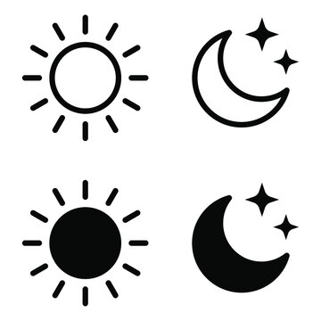 Sun moon icon illustration isolated vector sign symbol.