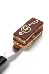 Opera, famous French sweet with cream and chocolate