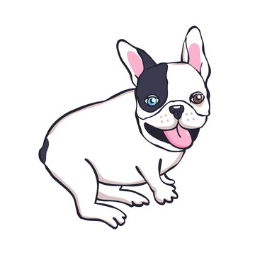 Cute funny french bulldog. Vector illustration, print design for t-shirt.