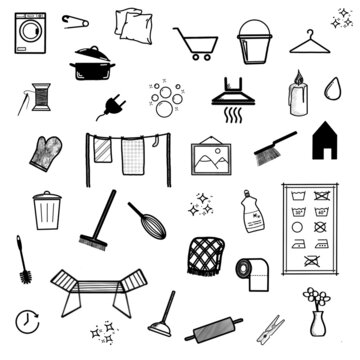 Haushalt & Putzen - 33 Icons, Sketchnotes, Doodles