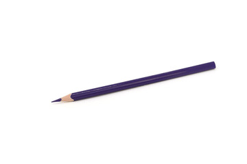 Purple wooden pencil isolated on a white background. Blue pencil. Office supplies