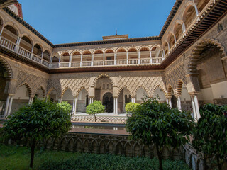 Fototapeta na wymiar Detail of the architecture of the Alcazar of Seville, Andalusia, Spain