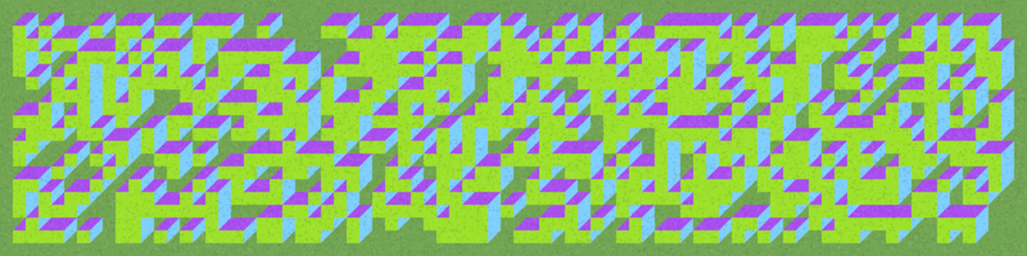 Implementation of Edward Zajec&rsquo;s &ldquo;Il Cubo&rdquo; from 1971. Essentially a Truchet tile set of 8 tiles and rules for placement art illustration