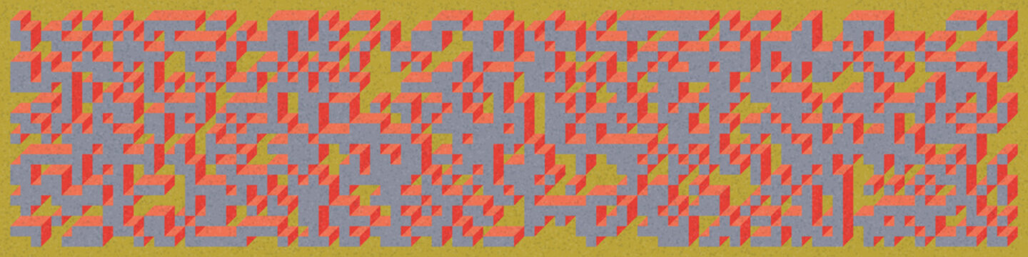 Implementation of Edward Zajec&rsquo;s &ldquo;Il Cubo&rdquo; from 1971. Essentially a Truchet tile set of 8 tiles and rules for placement art illustration