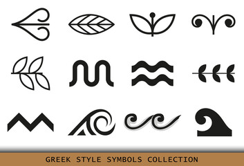 Typical greek motives vector symbols set. Greek geometric art - obrazy, fototapety, plakaty
