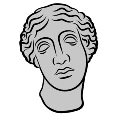 Antique Greek Woman Head Statue Full Face.