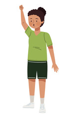 female athlete lifting hand