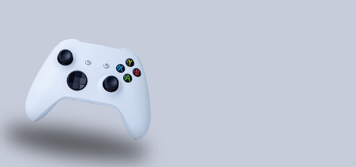 White controller of the new video game console.