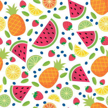 fruit and berries. seamless pattern. vector image. for printing on fabrics, paper cups, wrapping paper, phone cases. for party