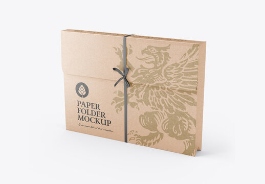 Kraft Folder with Bow Mockup