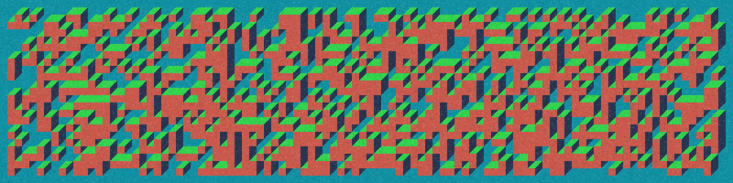 Implementation of Edward Zajec&rsquo;s &ldquo;Il Cubo&rdquo; from 1971. Essentially a Truchet tile set of 8 tiles and rules for placement art illustration