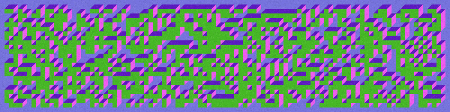 Implementation of Edward Zajec&rsquo;s &ldquo;Il Cubo&rdquo; from 1971. Essentially a Truchet tile set of 8 tiles and rules for placement art illustration