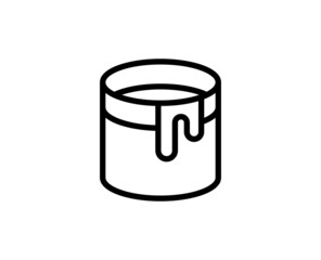 Line bucket icon isolated on white background. Outline symbol for website design, mobile application, ui. Paint pictogram. Vector illustration, editorial stroсk.